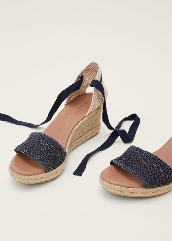 Phase Eight Weave Espadrille Flats Navy USA | 7508246-LD